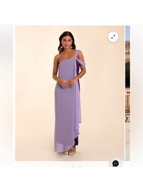 The-Are One-Shoulder Lilac Evening Maxi Dress with Draped Sash
